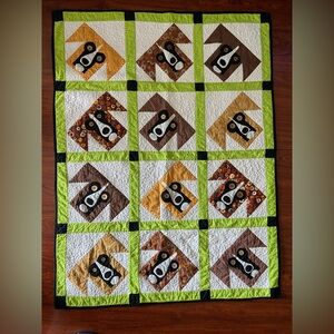 Adorable Puppy Love Dog Handmade Throw Quilt 54” X 40”